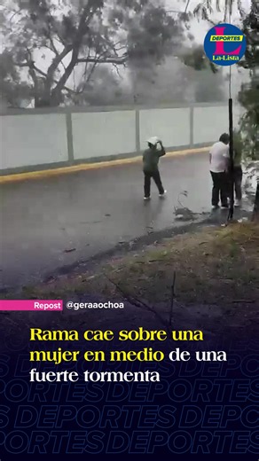 Vaya susto que se llevó: una mujer que caminaba bajo una fuerte tormenta fue alcanzada por una rama que cayó debido a los fuertes vientos. Por fortuna, solo resultó con algunos rasguños.