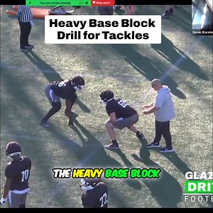Heavy Base Block Drill for Tackles Works on driving the inside foot vertically vs. defender Derek Warehime, O-Line Coach, Coastal Carolina #HeavyBaseBlock #OffensiveLine #BlockingDrills #FootballTraining #OLineTraining | Glazier Clinics
