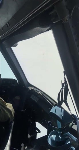POV flying through a cloud in a C17 cockpit
