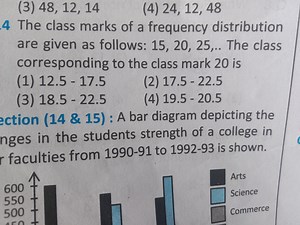 (3) 48,12,14(4) 24,12,484 The class marks of a frequency dist... | Filo