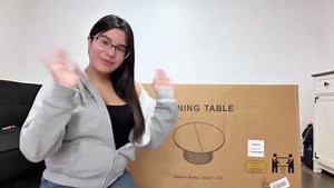 5 Pieces Round Dining Table Set for 4, 47 Inch Modern Oak Wood Kitchen Table with Sherpa Barrel Chairs, Off White Faux Fur Armchairs Coffee Table Set for Kitchen, Dining Room