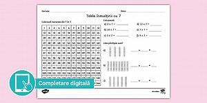 Tabla înmulțirii cu - 7 Fișă de lucru