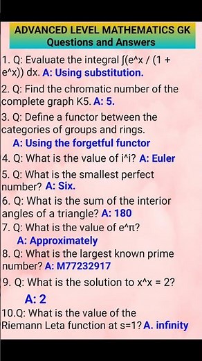 Maths Gk Questions and answers | Gk society | GK in English