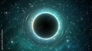 Singularity of massive black hole and stars in background. 3D rendered looping animation. Stock Video