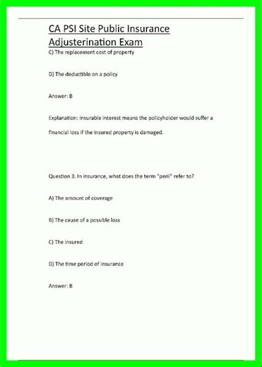 CA PSI Site Public Insurance Adjusterination Exam video