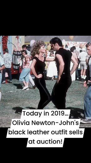 Today in 2019… Olivia Newton-John's black leather outfit from the film "Grease" sells for $405,700 at auction in Beverly Hills in California. #Grease #OliviaNewtonJohn #JohnTravolta | Dave Thomas Radio DJ Presenter