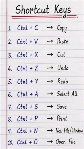 Computer Shortcut Keys Handwritten Notes | Top 10 Most Important Shortcut Keys | CCC, O Level, ADCA