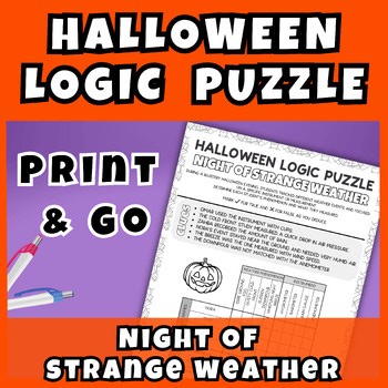 Halloween Logic Puzzle Middle School Science Printable Bell Ringer - Weather