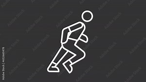 White simple thin line animation of running, HD video with transparent background, seamless loop 4K video representing meditation.