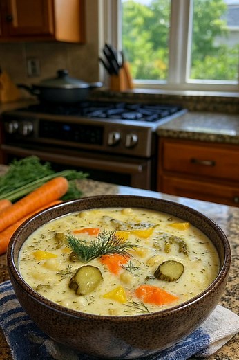 Creamy Dill Pickle Soup This cozy, tangy comfort soup from deesviral combines potatoes, pickles, and fresh dill in a rich, creamy broth that’s surprisingly delicious and easy to make. Ingredients: • 2 tbsp butter • 1 small onion, diced • 2 cloves garlic, minced • 3 cups potatoes, diced • 3 cups chicken or vegetable broth • 1 cup diced dill pickles | Recipes By Deesviral