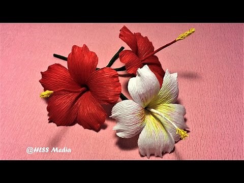 How to make beautiful origami hibiscus paper Flower /crepe paper Flower making ,Craft paper tutorial