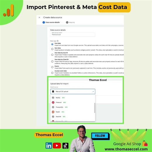 Import Cost Data from Meta, Pinterest, TikTok & co into GA4 #ppc #googleanalytics #ga4 #advertising