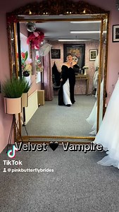 ✨🖤 Vampire Vibes. Beautiful lace and luxury velvet. Perfect for our goth girls! Available in any colour, any size, #vampire #vampiredress #vamp #vampirewedding #velvetdress #pinkbutterflybrides #badassbride #hellyeah | Pink Butterfly Brides The Wedding dress shop