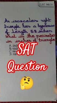SAT Question 🤔, Isosceles right triangle