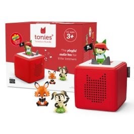 Tonies TonieBox Bundle with Red TonieBox   Playtime Puppy   Counting Fox   Creative-Tonie Pirate