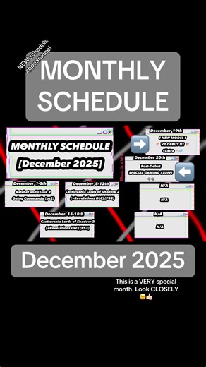 This is a BIG and SUPER IMPORTANT month going forward. Ratchet and Clank returns plus we are WRAPPING UP the Castlevania Lords of Shadow trilogy with 2, but most especially, you do NOT want to miss December 19th and 20th! It’s gonna be CRAZY! #gaming #Youtube #schedule #december #2025