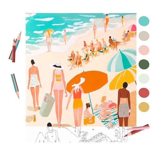 Beach Day Color by Number for Adult,paint by Number Printable for Procreate (digital Download) |158 - Etsy