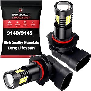 9140 9145 H10 LED Fog Light Bulbs - Projector Lens to Deliver Superior Bright 6000K White - Class Leading Innovative Full Aluminum Body to Dissipate Heat For Longer Lifespan - 2 Pack