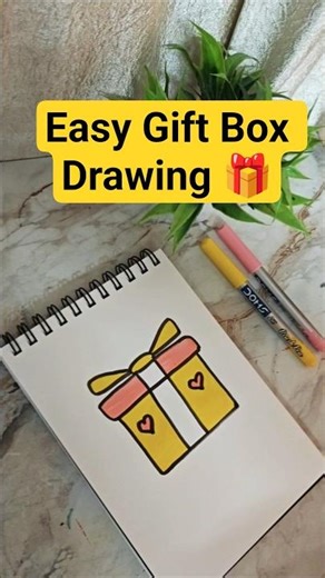Easy Gift Box Drawing | Simple & Cute 🎁 | Step-by-Step for Beginners