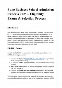 Pune Business School Admission Criteria 2025 – Eligibility, Exams & Selection Process - SlideServe