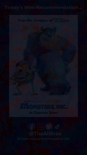 Available on Disney Plus! Monsters Inc is a classic Disney film. There is no way to argue that. The humor and everything this movie was holds up incredibly well aside from the animation but it was so good for its time, that it's easy to overlook. So we highly suggest watching this during your next movie night! #MonstersInc #TheAllBros #TheAllBrosPodcast #AllBros #Monsters #DisneyPlus #Disney #Sully #MikeWazowski #Kitty #Boo #Pixar #AnimatedMovie #Animation #MonstersIncorporated #MovieReview #Mov