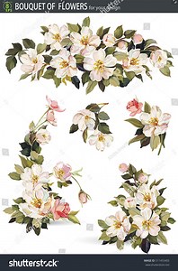 Spring Flowers Cherry On White Background Stock Vector (Royalty Free) 511453405 | Shutterstock