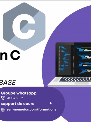 Maitriser les fondamentaux du langage C Ce programme est conçu pour accompagner les étudiants de première année universitaire. L'objectif est de transformer la théorie brute vue en amphi en compétences pratiques et intuitives. Support de cours : sen-numerics.com Groupe whatsapp : 221 78 184 30 73 #SenNumerics #coursenwolof #education #informatique #DigitalAfrique
