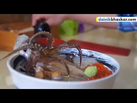 Japanese Delicacy: Live Octopus with Soy Sauce