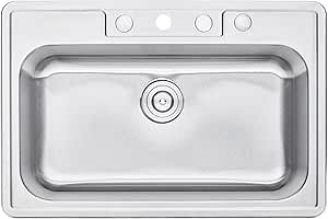 CozyBlock 33" Stainless Steel Drop In/Topmount Single Bowl Kitchen Sink (Sink Only)
