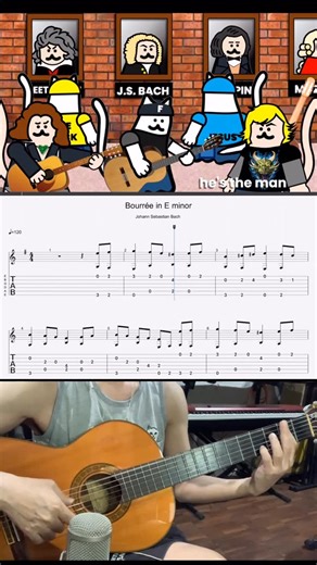 Sound Cat on Instagram: "J.S. Bach Bourree in E Miner guitar Tab #bourrée #bach #cat #cartoon #tenaciousd #jackblack #classicguitar #funny"