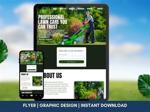 Lawn Care Service Website Template Canva, Landscaping & Lawn Business Website Design, Editable Service Website - Etsy Canada