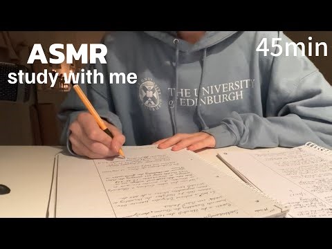 ASMR Study with me I 45min session 📖🎧
