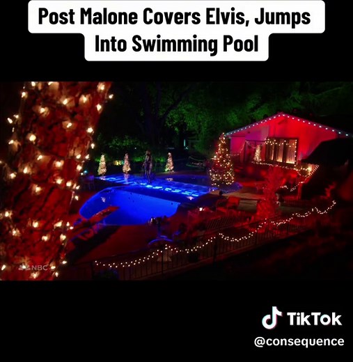 Post Malone performed “(You’re the) Devil in Disguise” at Graceland and then jumped into Elvis’ swimming pool. #postmalone #elvis #elvispresley #graceland