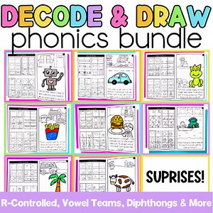 Decode and Draw GROWING BUNDLE- Higher Level Decodable Readers - First Grade