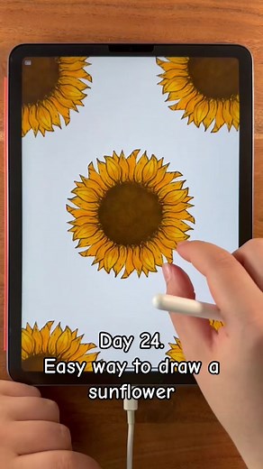Easy Sunflower Drawing Tutorial with Procreate Symmetry Tool