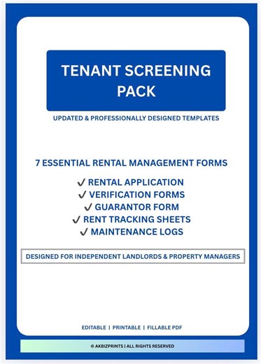 Rental Application & Tenant Screening Forms Bundle - Landlord Template Kit, Background Check Authorisation, Guarantor Form Fillable PDF - Etsy