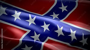 Confederate flag video waving in wind. Realistic Rebel Flag background. Civil war Flag Looping Closeup 1080p Full HD 1920X1080 footage. Confederate States of America flags footage video for film,news