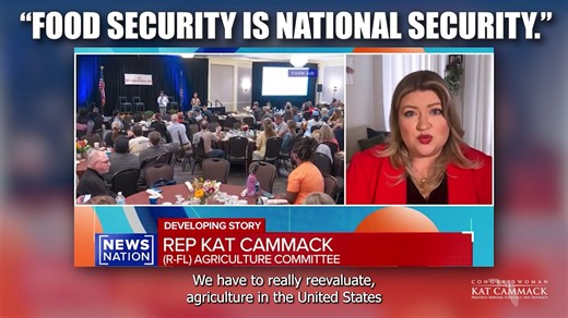 Without a stable, domestic food supply, America cannot be safe. From unfair trade practices to high fertilizer costs, our farmers are under attack, and that means our security is too. | Congresswoman Kat Cammack
