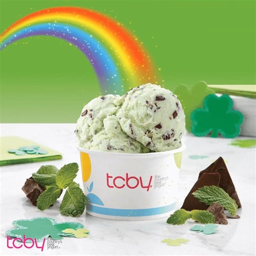 5.1K views · 17 reactions | Our Mint Chocolate Chunk Hand Scooped Frozen Yogurt is all the green you need this St. Patrick's Day!  Grab a scoop today at your local TCBY. *Available at participating locations. Call or see store for details at TCBY.com. #TCBY | TCBY | Facebook
