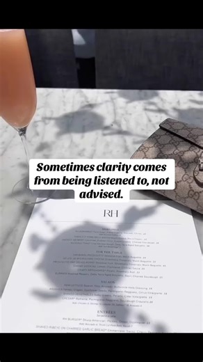 Sometimes clarity comes from being listened to, not advised. Feeling safe changes everything. Comment Clarity and download your free guide #clarity #dining #listen #advice