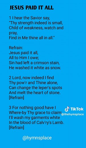 Jesus Paid it All | Hymn Worship Song Lyrics