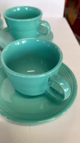 Vintage Turquoise Fiestaware Cups and Saucers (sold as Individual Set Cup   Saucer) - Etsy