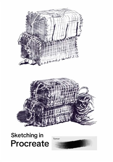 Quick Procreate sketch of crab cages and some ropes in port. This one is rather messy. Daily sketching with default Tamar brush. Ideas for daily sketches. #sketching #sketchingprocess #dailydrawing #drawingsketch #drawingideas