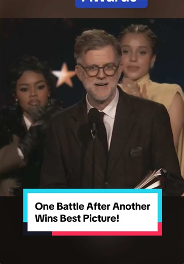 Paul Thomas Anderson and the #OneBattleAfterAnother team celebrate their Best Picture win at the Critics Choice Awards. #movie #movietok #filmtok #leonardodicaprio