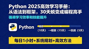 【B站NO.1】Python高效学习教程，从语法到框架，每天1小时，30天蜕变编程高手，强调学习效率提升(附课件源代码)