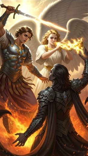 Angel Miguel and Gabriel against Lucifer .