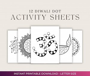 Diwali Dot Marker Sticker Printable Bundle | 12 Dot Marker Activity Sheets | Diwali Party | Toddler and Preschool Activity - Etsy
