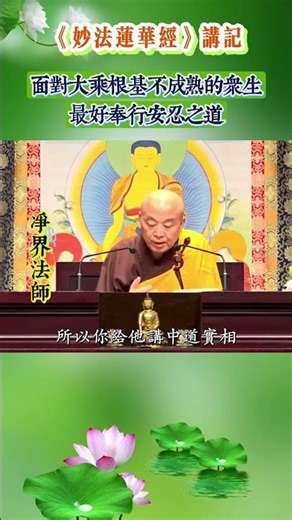 A1015 面对大乘根基不成熟的众生 最好奉行安忍之道 / 净界法师《法华经讲记》采撷