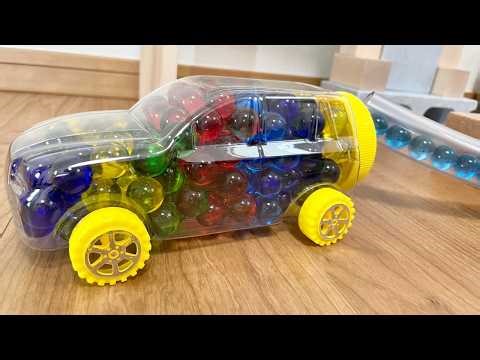 Marble Run Race ☆ HABA Slope & Retro Makita Truck, Excavator, Garbage Truck, Dump Truck, Ambulances