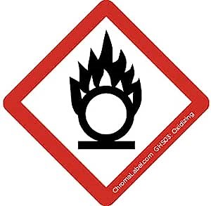 ChromaLabel 1 Inch Permanent Durable Square D.O.T. Hazard Labels, GHS03: Oxidizing Pictogram, 250/Roll